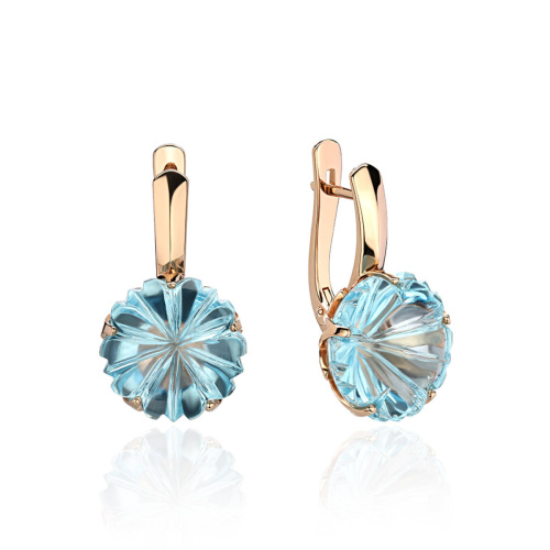 Серьги из красного золота 585 пробы с топазами 01С3171029-1