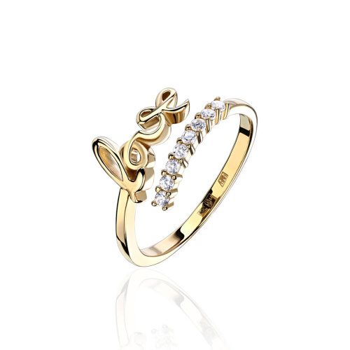 Кольцо из желтого золота 585 пробы c фианитами 01К1314789