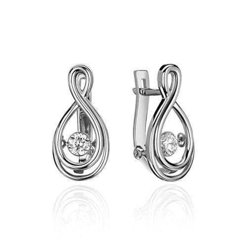 Серьги из белого золота 585 пробы с фианитами 01С127963