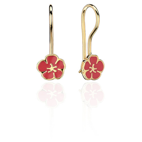 Серьги из желтого золота 585 пробы с эмалью 01С039344Э