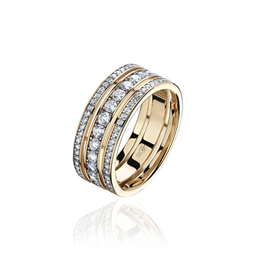 Кольцо из желтого золота 585 пробы c фианитами 01К1314852