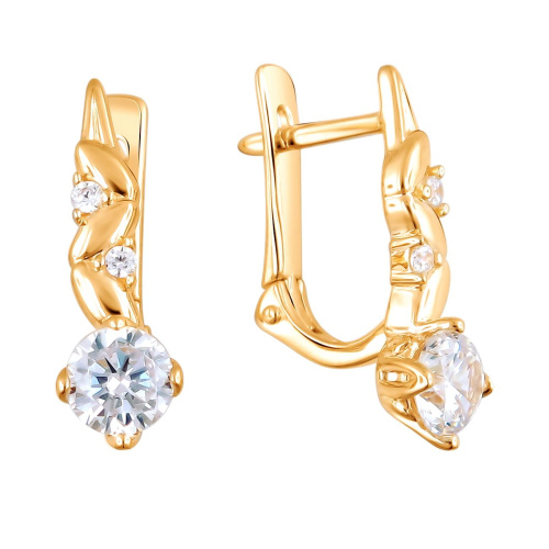 Серьги из красного золота 585 пробы с фианитами 01С1113081