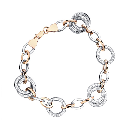 Браслет из комбинированного золота 585 пробы без вставок 01Б063112