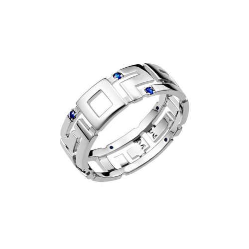 Кольцо из белого золота 585 пробы с сапфирами 01К526503-1