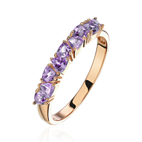 Кольцо из красного золота 585 пробы с аметистом 01К3115177-2