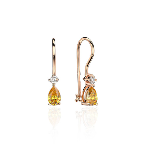 Серьги детские из красного золота 585 пробы с фианитами 01С214805-5