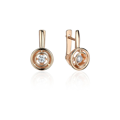 Серьги из красного золота 585 пробы с фианитами 01С1171071