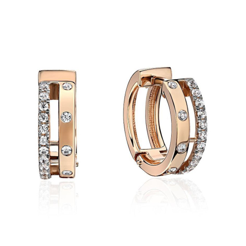 Серьги из красного золота 375 пробы с фианитами 01С1114853S