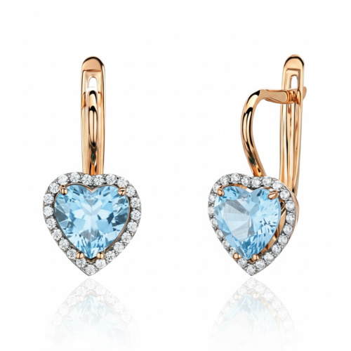 Серьги из красного золота 585 пробы с топазом и фианитами 01С3116443Р-1