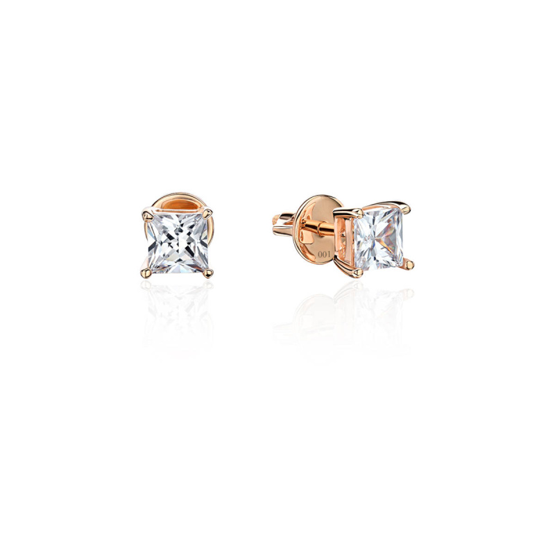Серьги из красного золота 585 пробы с фианитами 01С1113909
