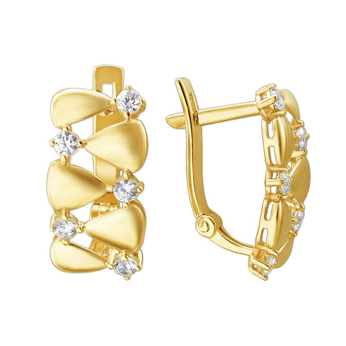 Серьги из желтого золота 585 пробы с фианитами 01С1311520