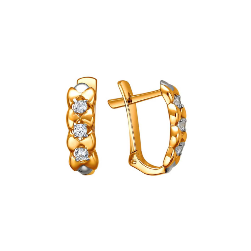 Серьги из красного золота 585 пробы с фианитами 01С1112329Р