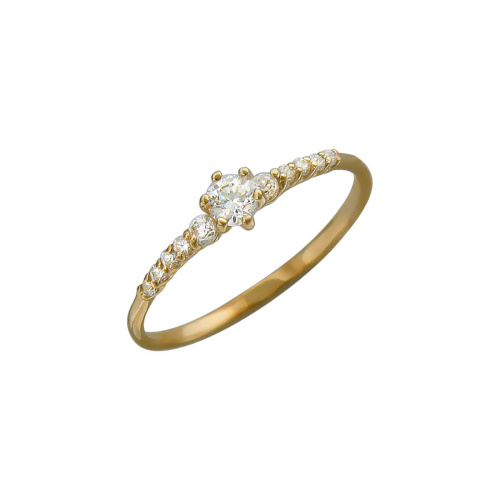 Кольцо из красного золота 585 пробы с фианитами 01К115941