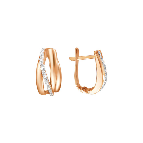 Серьги из красного золота 585 пробы с фианитами 01С1114167Р