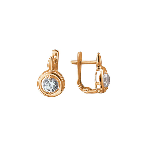 Серьги из красного золота 585 пробы с фианитами 01С1112989