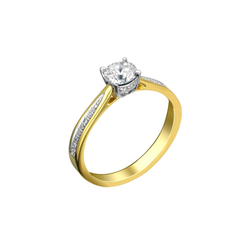 Кольцо из комбинированного золота 750 пробы с бриллиантами 01К6813451