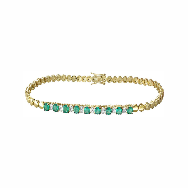 Браслет из желтого золота 585 пробы с изумрудами и бриллиантами 01Б632759-3