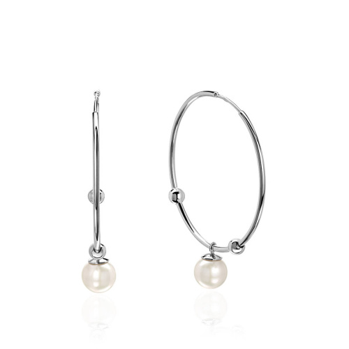 Серьги из белого золота 585 пробы с жемчугом 01С3214715-1