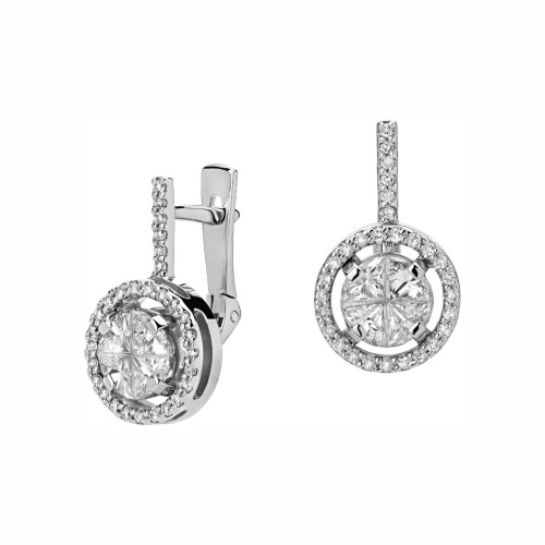 Серьги из белого золота 585 пробы с бриллиантами 01С626910Z