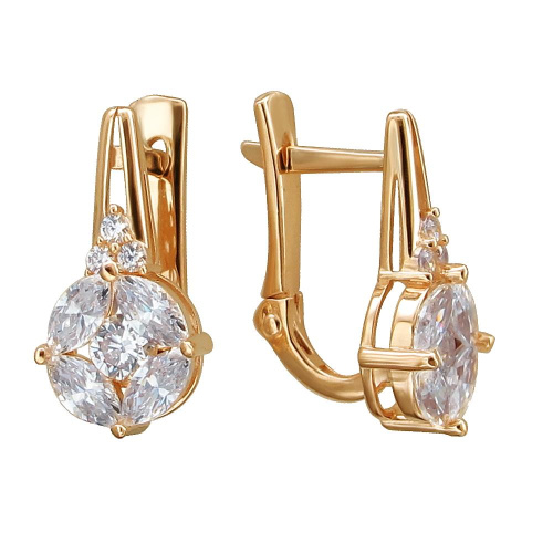 Серьги из красного золота 585 пробы с фианитами 01С1113159