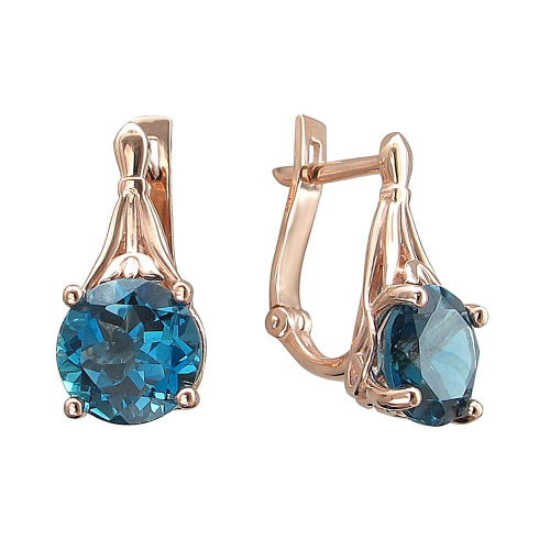 Серьги из красного золота 585 пробы с топазами 01С3112702-8