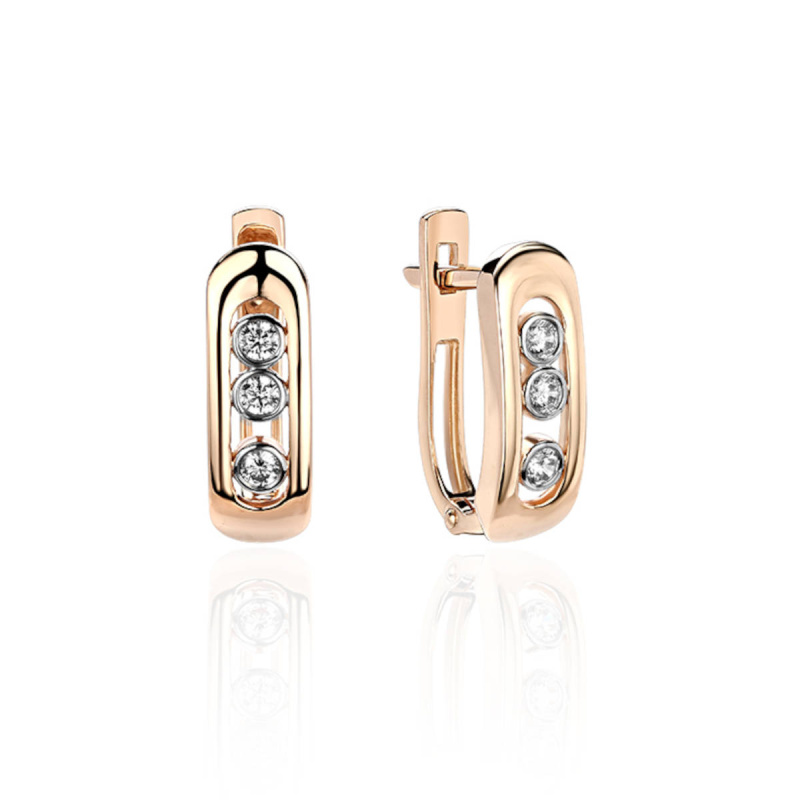 Серьги из красного золота 585 пробы с фианитами 01С1113121Р