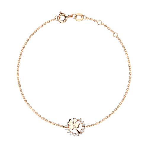 Браслет из желтого золота 585 пробы с фианитами 01Б133256