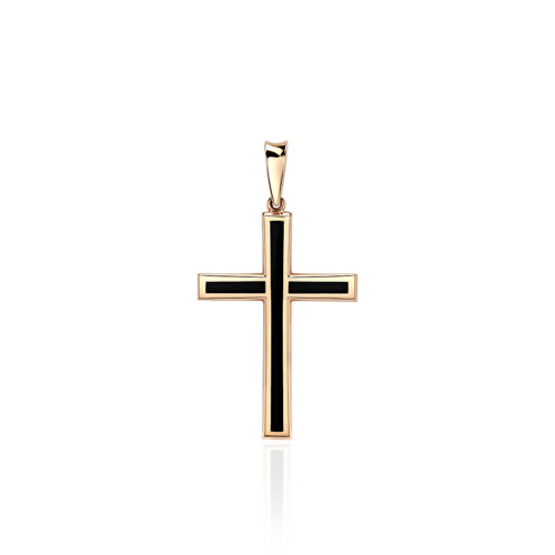 Крест из красного золота 585 пробы с агатом 01Р410568-1