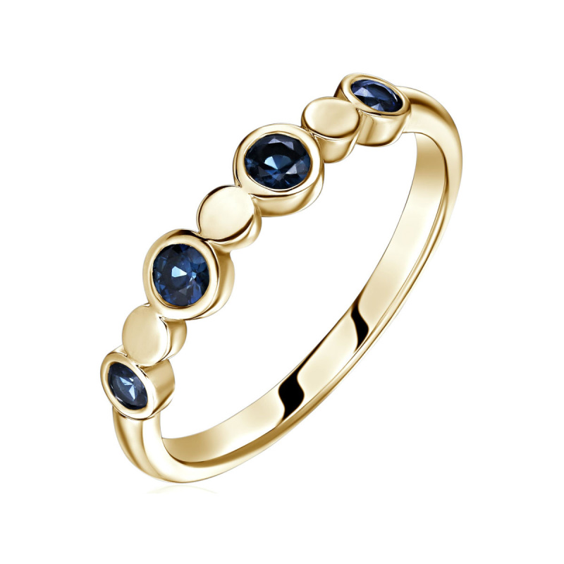 Кольцо из желтого золота 585 пробы с сапфирами 01К5315452-1