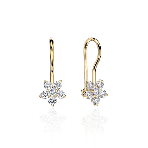 Серьги из желтого золота 585 пробы с фианитами 01С136165