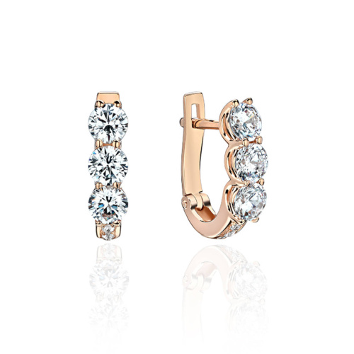 Серьги из красного золота 585 пробы с фианитами 01С115252