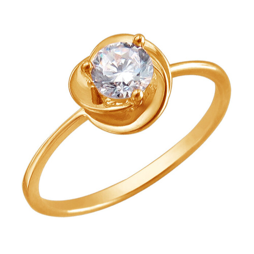 Кольцо из красного золота 585 пробы с фианитом 01К1112055