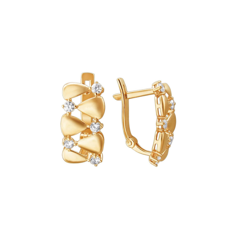 Серьги из красного золота 585 пробы с фианитами 01С1111520