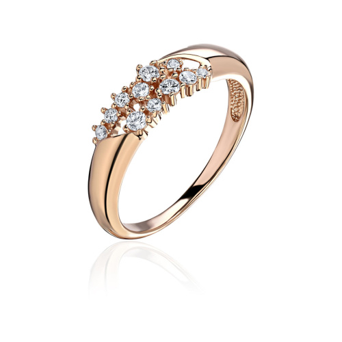 Кольцо из красного золота 585 пробы с фианитами 01К1114464