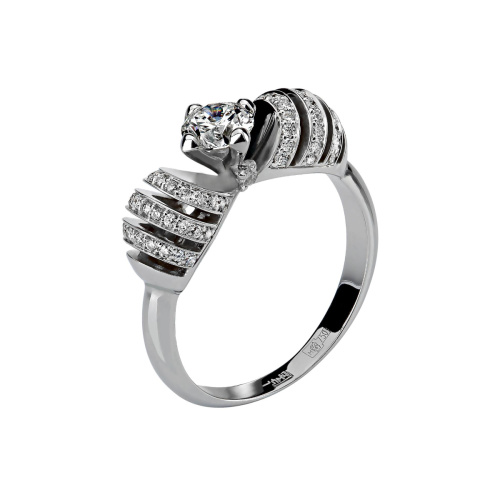 Кольцо из белого золота 750 пробы с бриллиантами 01К673593