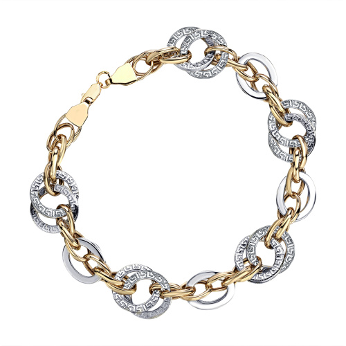 Браслет из комбинированного золота 585 пробы без вставок 01Б063136Ж