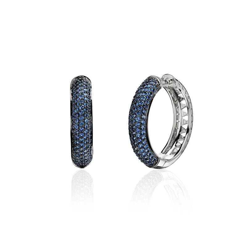 Серьги из белого золота 585 пробы с сапфирами 01С5215656-3
