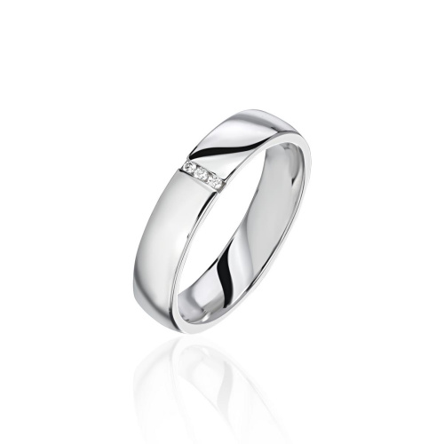 Кольцо обручальное из белого золота 585 пробы с бриллиантами 01О620481Г