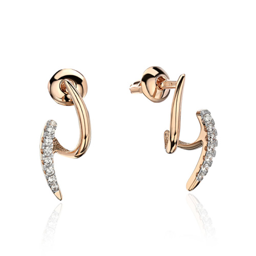 Серьги из красного золота 585 пробы с фианитами 01С1113944Р