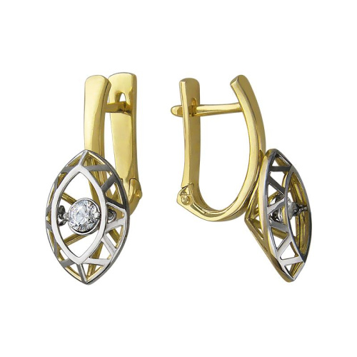 Серьги из желтого золота 585 пробы с фианитами 01С1371062