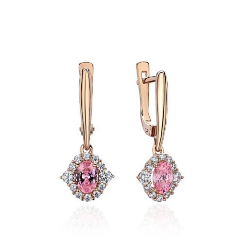 Серьги из красного золота 585 пробы с фианитами 01С2114941-1