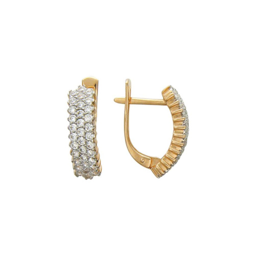 Серьги из красного золота 585 пробы с фианитами 01С115486