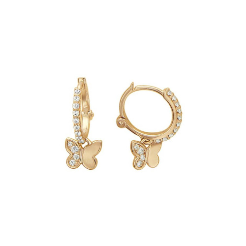 Серьги из красного золота 585 пробы с фианитами 01С115940
