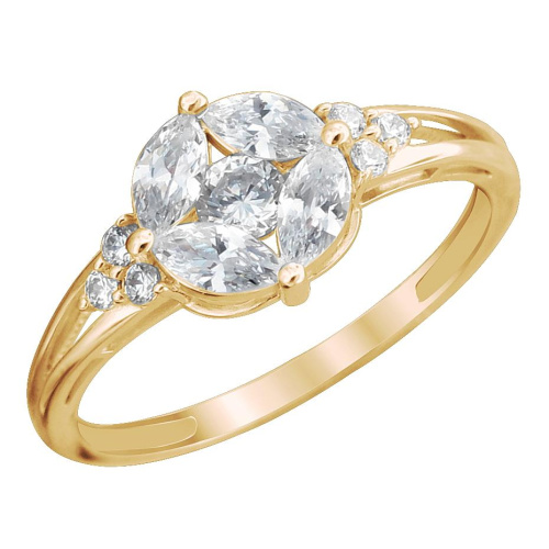 Кольцо из красного золота 585 пробы с фианитами 01К1113159