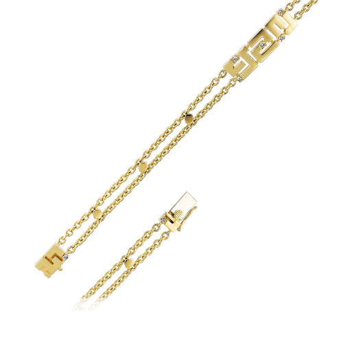 Браслет из желтого золота 585 пробы с бриллиантами 01Б631668