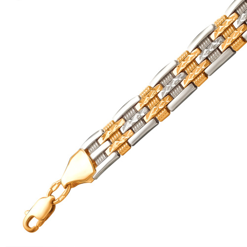 Браслет из двух цветов золота 585 пробы без вставок 01Б760705