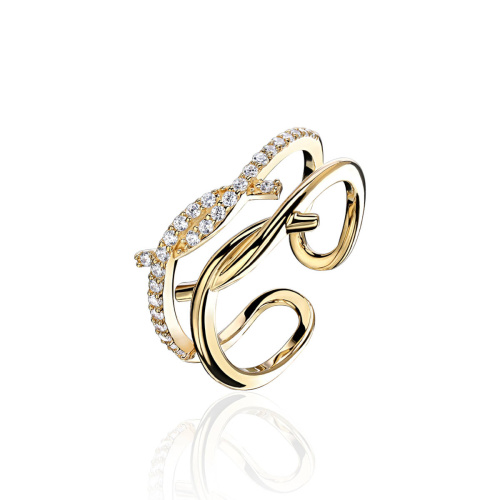 Кольцо из желтого золота 585 пробы c фианитами 01К1314791