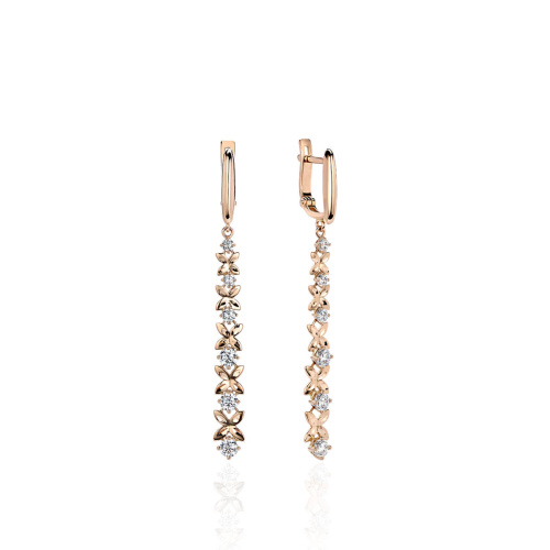 Серьги из красного золота 585 пробы с фианитами 01С115200