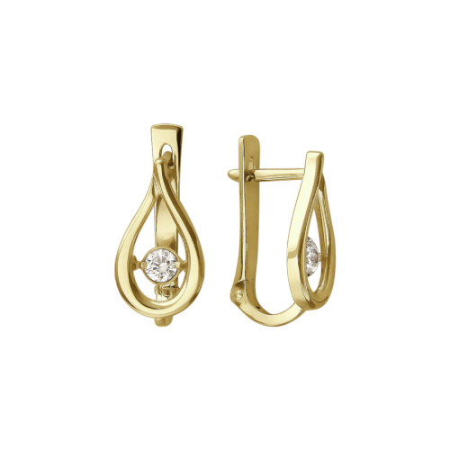 Серьги из желтого золота 585 пробы с фианитами 01С137958