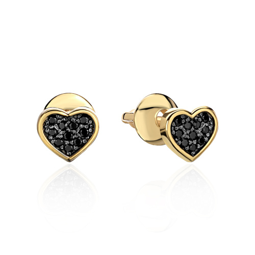 Серьги из желтого золота 585 пробы с фианитами 01С2315318ЧР-1